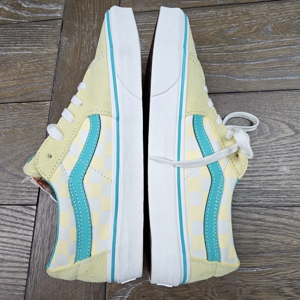 Vans Sk8-Low Checkerboard Banana Cream Sneakers, Men's Size 8.5, Women's 10
